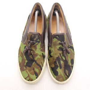 JIMMY CHOO "Maddox" Men's EU Size 46 Camouflage Tassel Slip-on Sneaker Shoes